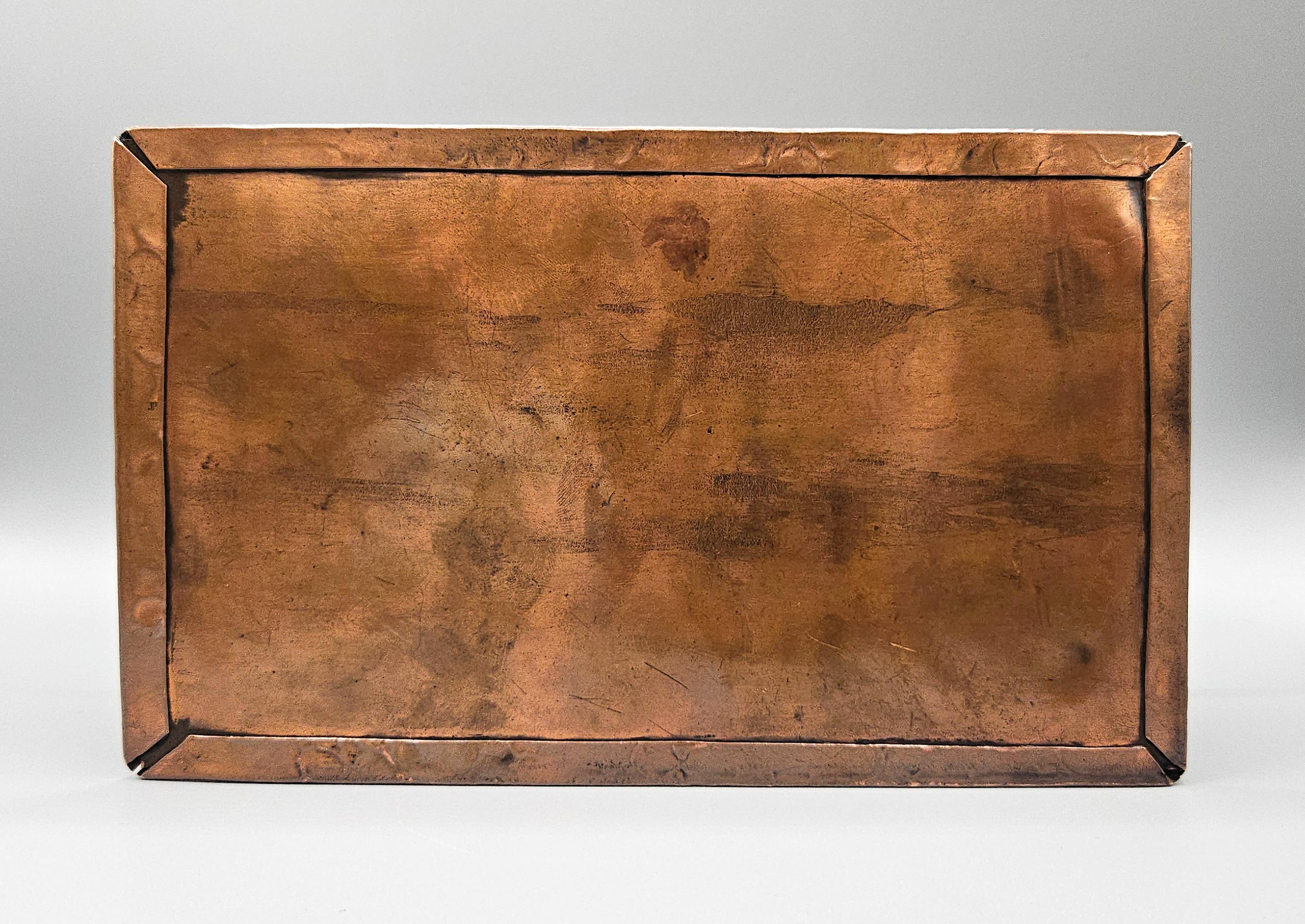 Arts & Crafts Art Nouveau Jugendstil Ruskin Enamel Copper Box, A E Jones, c.1905 For Sale 7