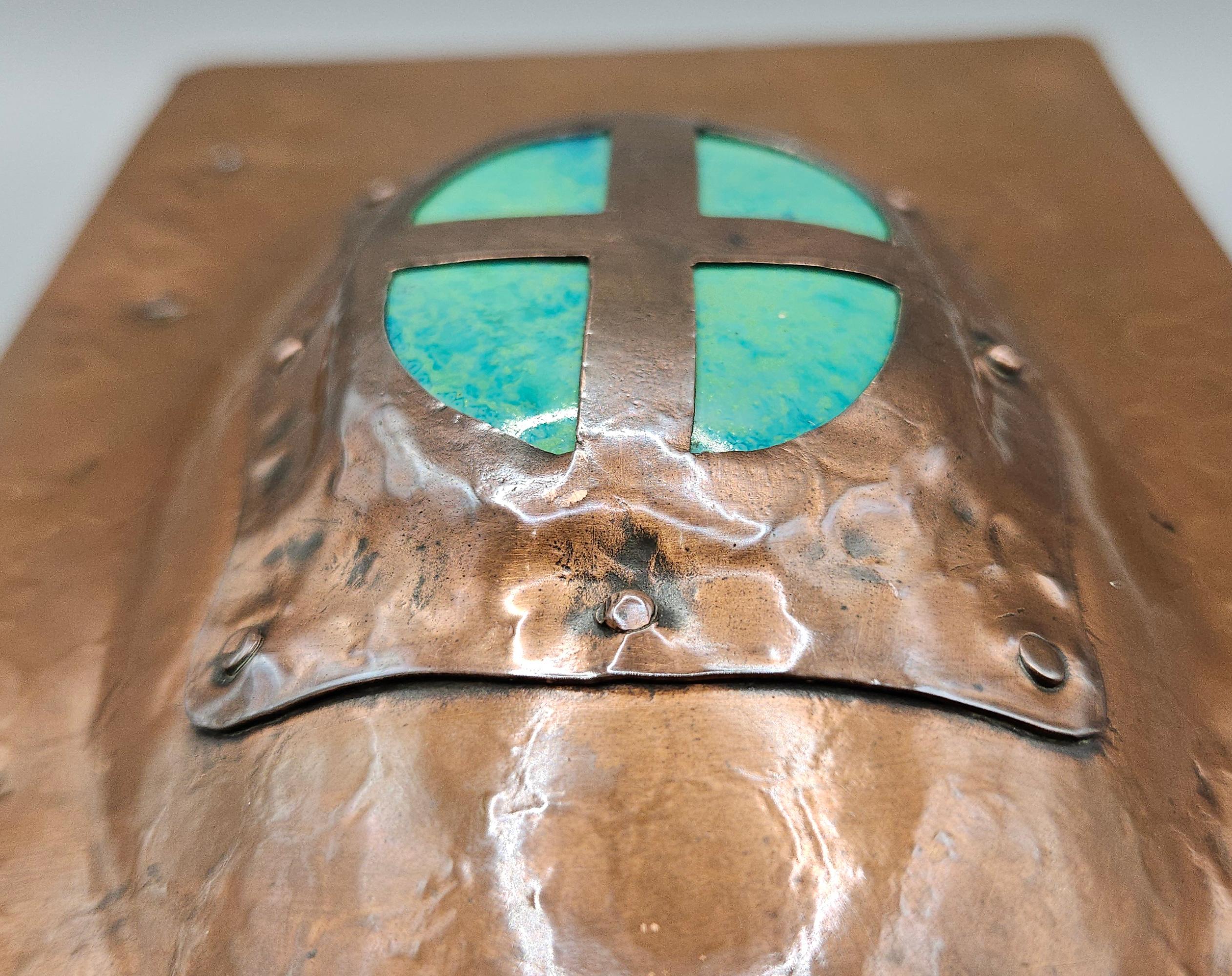 Arts & Crafts Art Nouveau Jugendstil Ruskin Enamel Copper Box, A E Jones, c.1905 For Sale 8