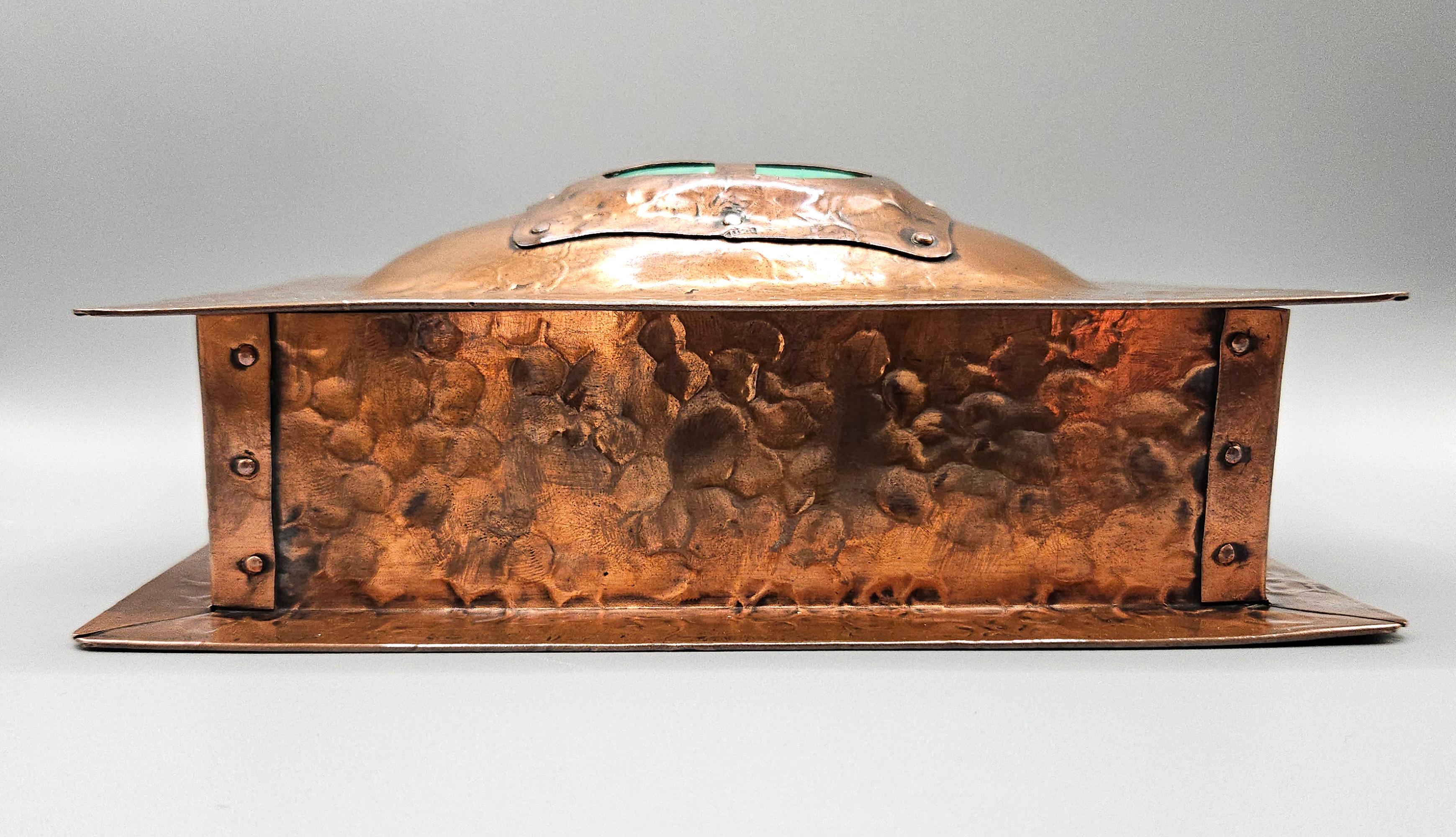 Arts & Crafts Art Nouveau Jugendstil Ruskin Enamel Copper Box, A E Jones, c.1905 For Sale 9
