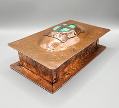 Arts & Crafts Art Nouveau Jugendstil Ruskin Enamel Copper Box, A E Jones, c.1905