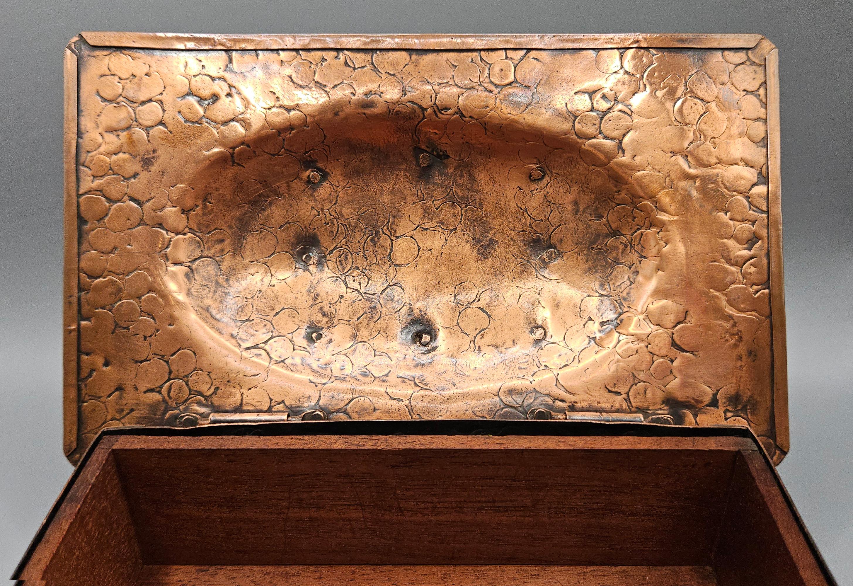 20th Century Arts & Crafts Art Nouveau Jugendstil Ruskin Enamel Copper Box, A E Jones, c.1905 For Sale