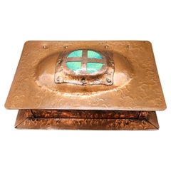 Jugendstil Ruskin-Emaille-Kupferdose, A.E. Jones, um 1905