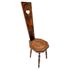 Silla auxiliar Art Nouveau Kerfschnitt Arts & Crafts, Años 1900