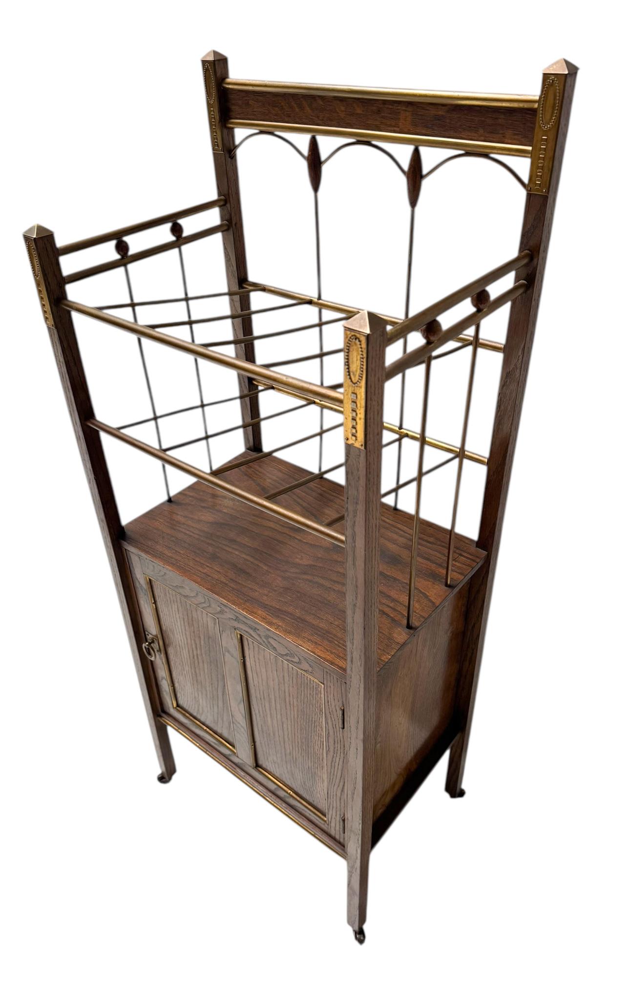 Dutch Arts & Crafts Art Nouveau Magazine Stand by Meubelmagazijn Rembrandt Amsterdam For Sale