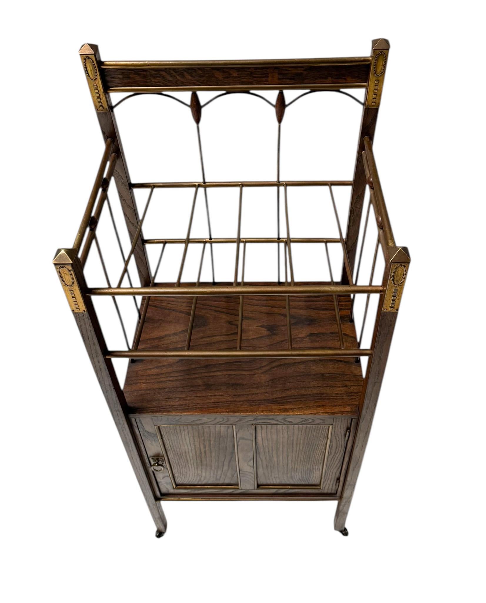 Brass Arts & Crafts Art Nouveau Magazine Stand by Meubelmagazijn Rembrandt Amsterdam For Sale