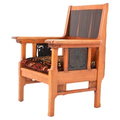 Fauteuil Arts & Crafts Art Nouveau en chêne attribué à Carel Adolph Lion Cachet