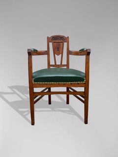 Arts & Crafts Art Nouveau Oak Armchair in the Style of Gustave Serrurier Bovy