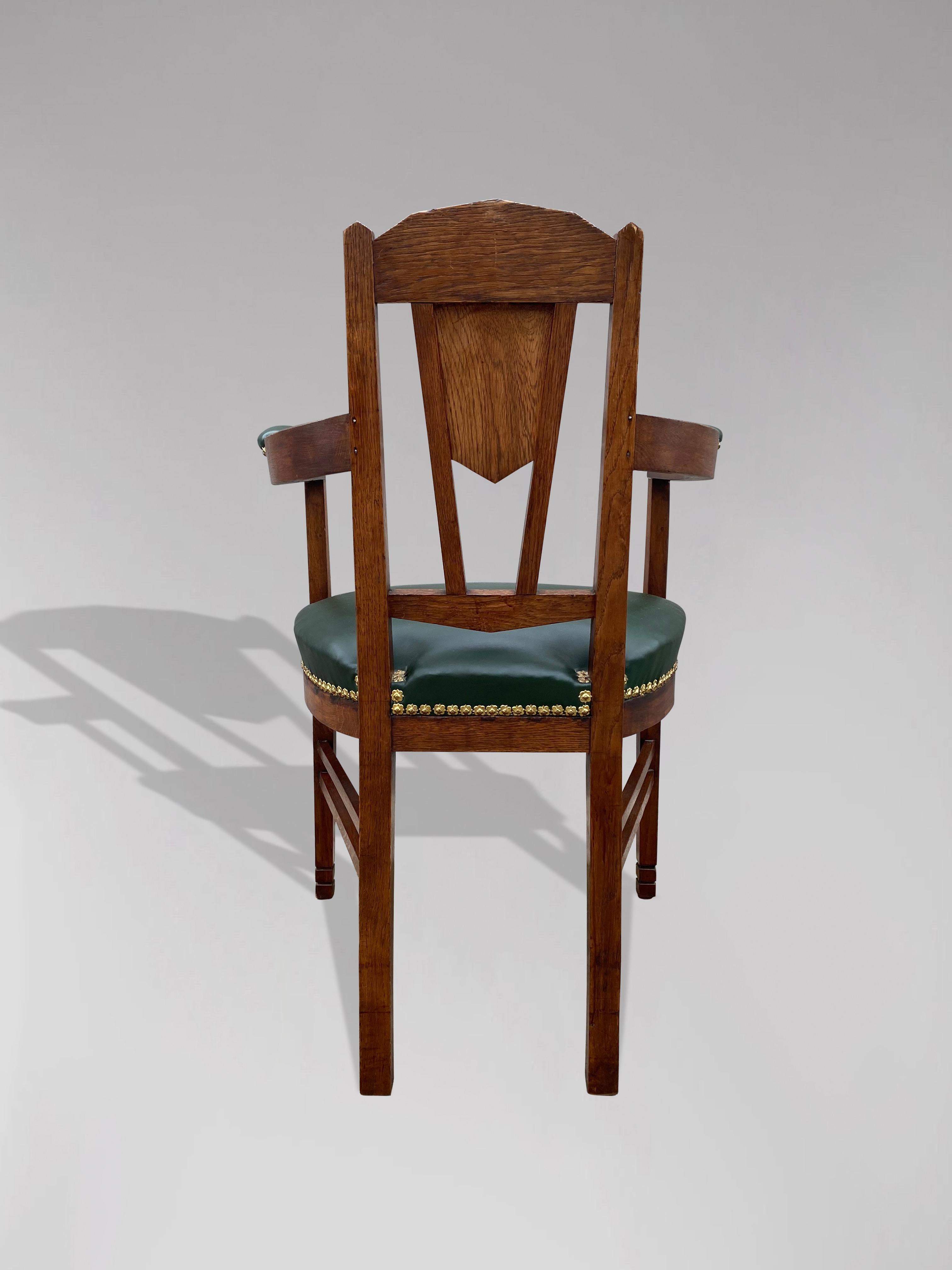 Arts & Crafts Art Nouveau Oak Armchair in the Style of Gustave Serrurier Bovy In Good Condition In Petworth,West Sussex, GB