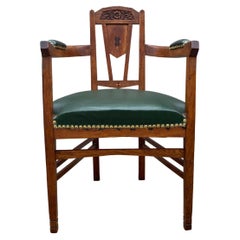 Arts & Crafts Art Nouveau Oak Armchair in the Style of Gustave Serrurier Bovy