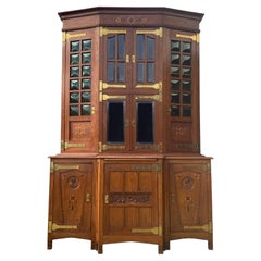 Arts & Crafts Art Nouveau Oak Buffet in the Style of Gustave Serrurier Bovy