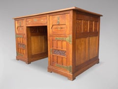 Arts & Crafts Art Nouveau Oak Desk in the Style of Gustave Serrurier Bovy