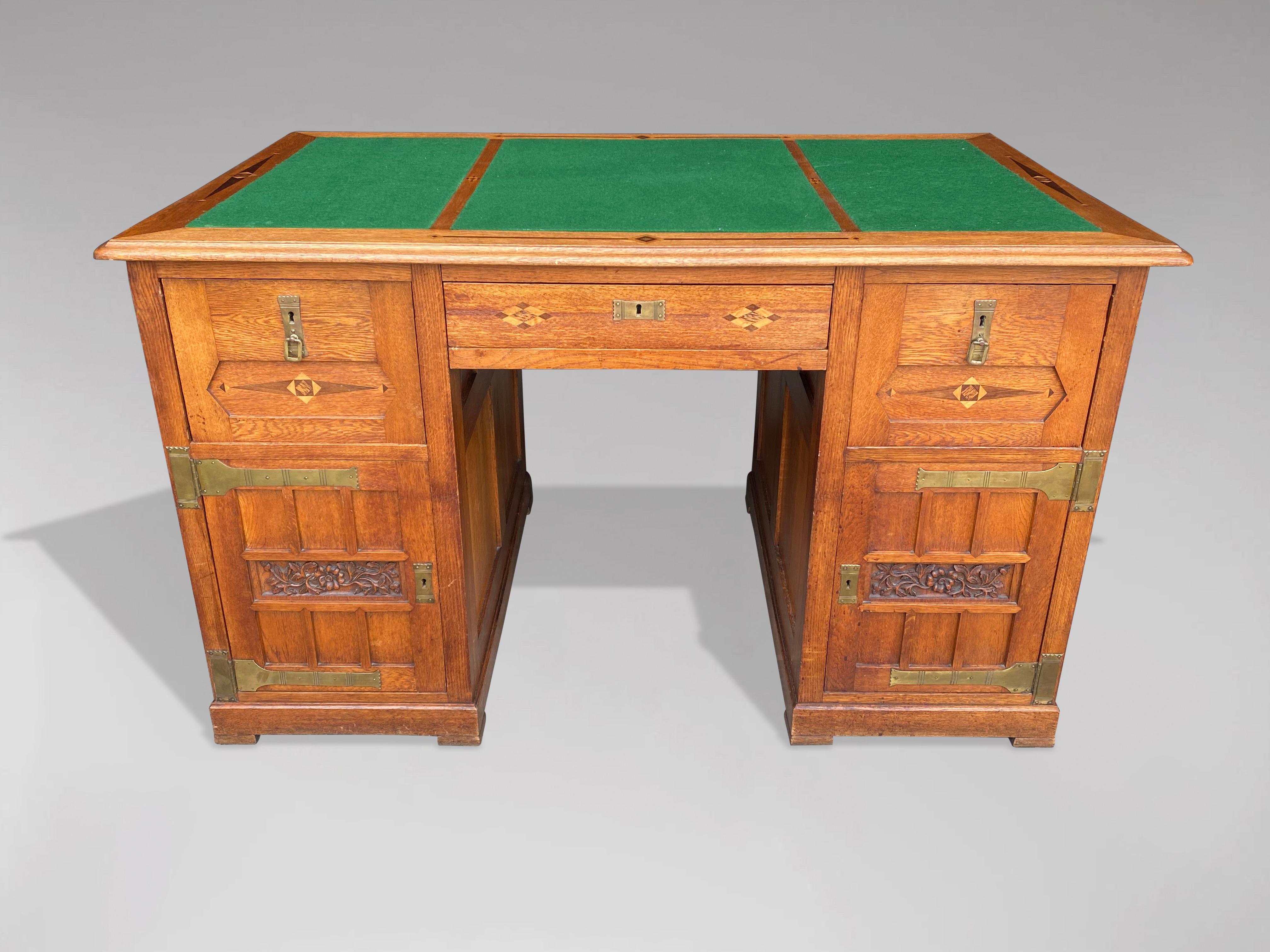 Belgian Arts & Crafts Art Nouveau Oak Desk in the Style of Gustave Serrurier Bovy