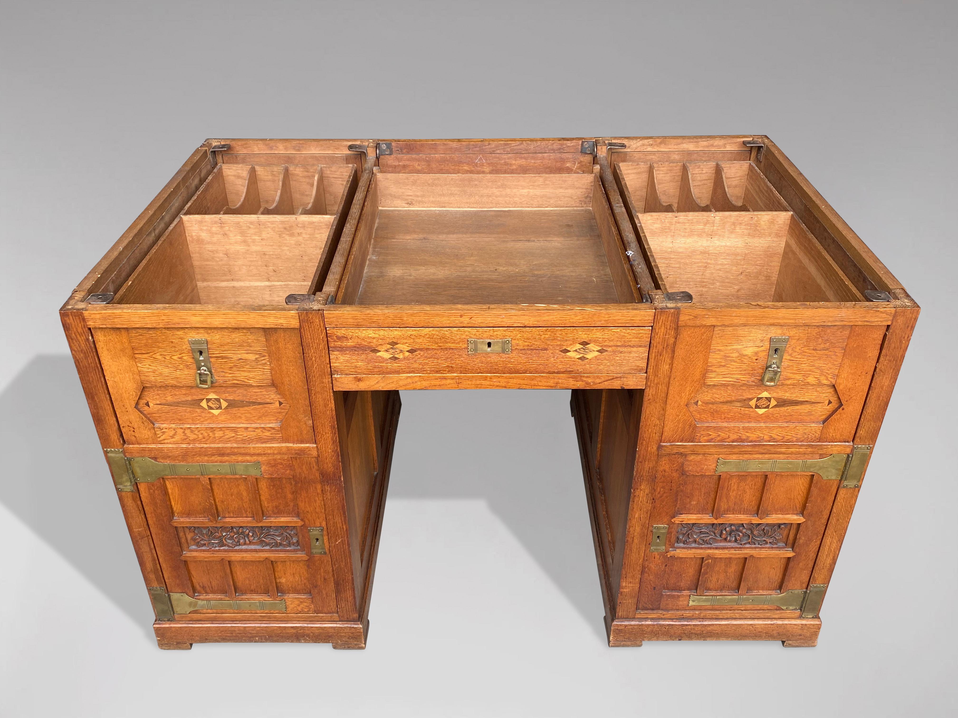 20th Century Arts & Crafts Art Nouveau Oak Desk in the Style of Gustave Serrurier Bovy