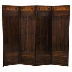 Arts & Crafts / Art Nouveau Oak Four Fold Room Screen Circa 1900