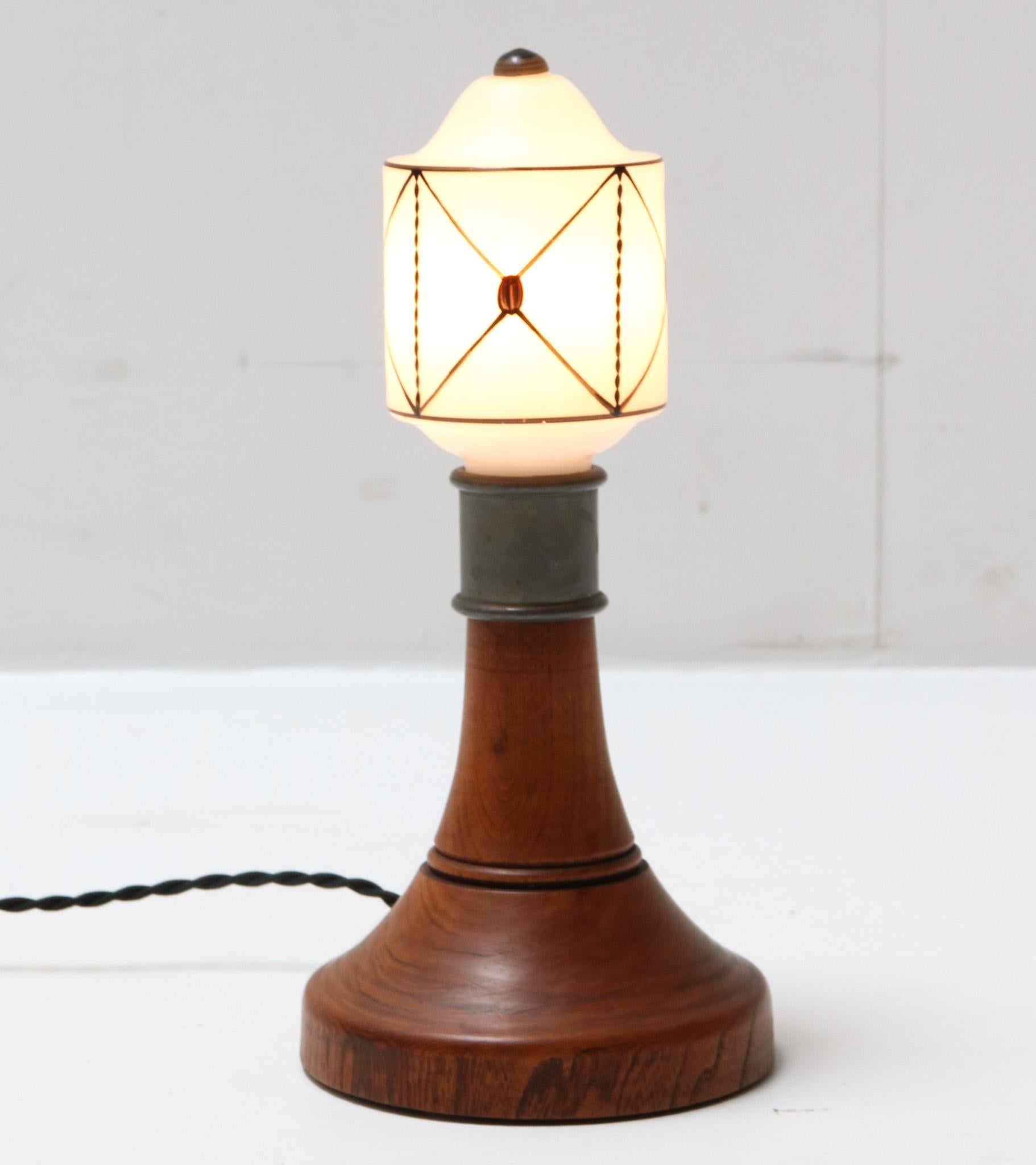 Blown Glass Arts & Crafts Art Nouveau Table Lamp, 1900s For Sale