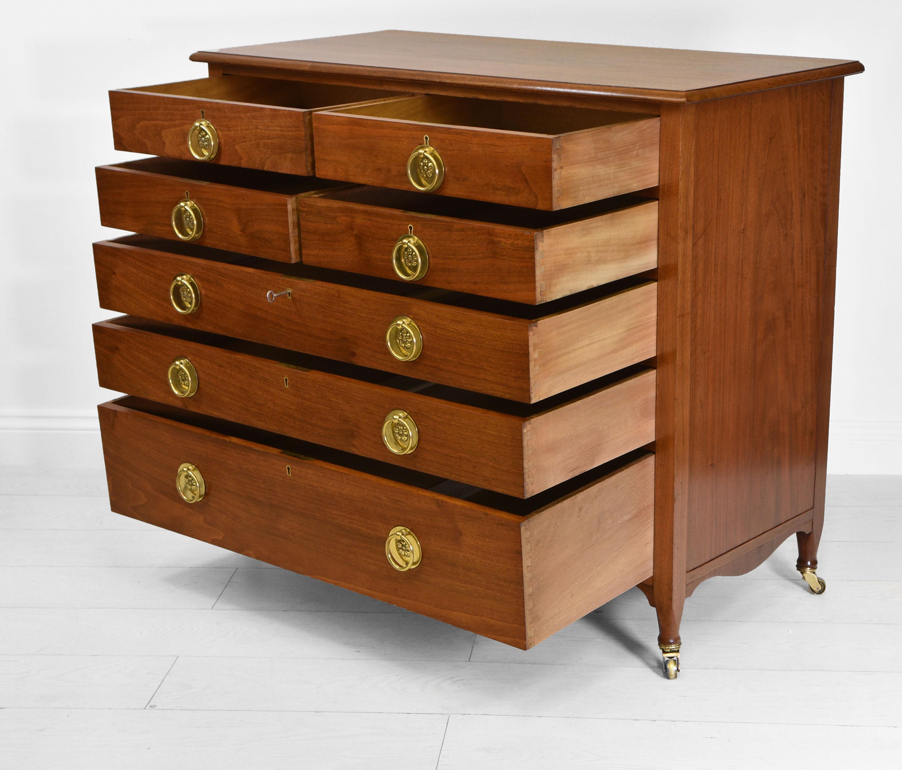 20th Century Arts & Crafts / Art Nouveau Walnut Chest of Seven Drawers For Sale