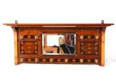 Arts & Crafts Art Nouveau Walnut Coat Rack with Inlay, 1900s