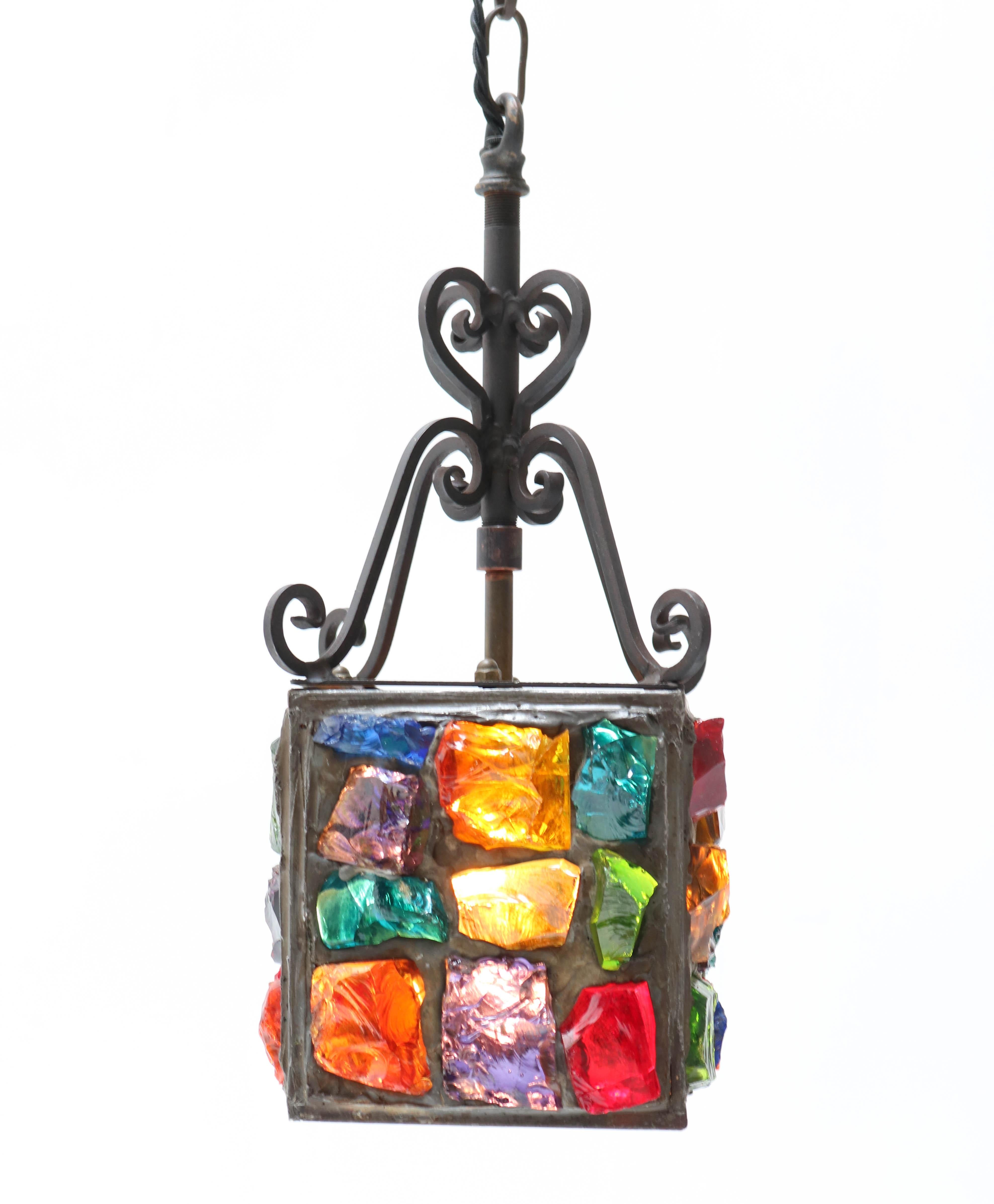 Lanterne en fer forgé Art Nouveau Arts & Crafts, années 1900 en vente 1