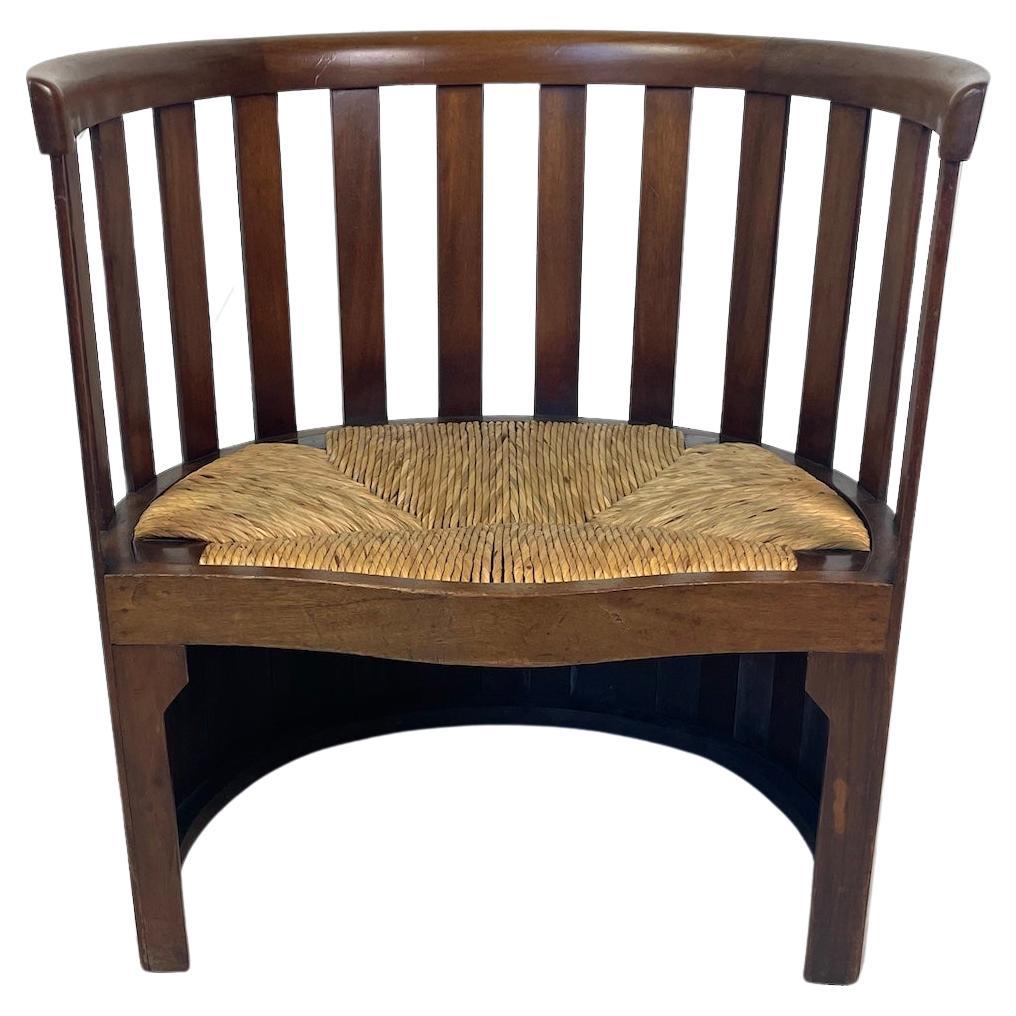 Arts & Crafts Barrel Back Chair By Liberty & Co