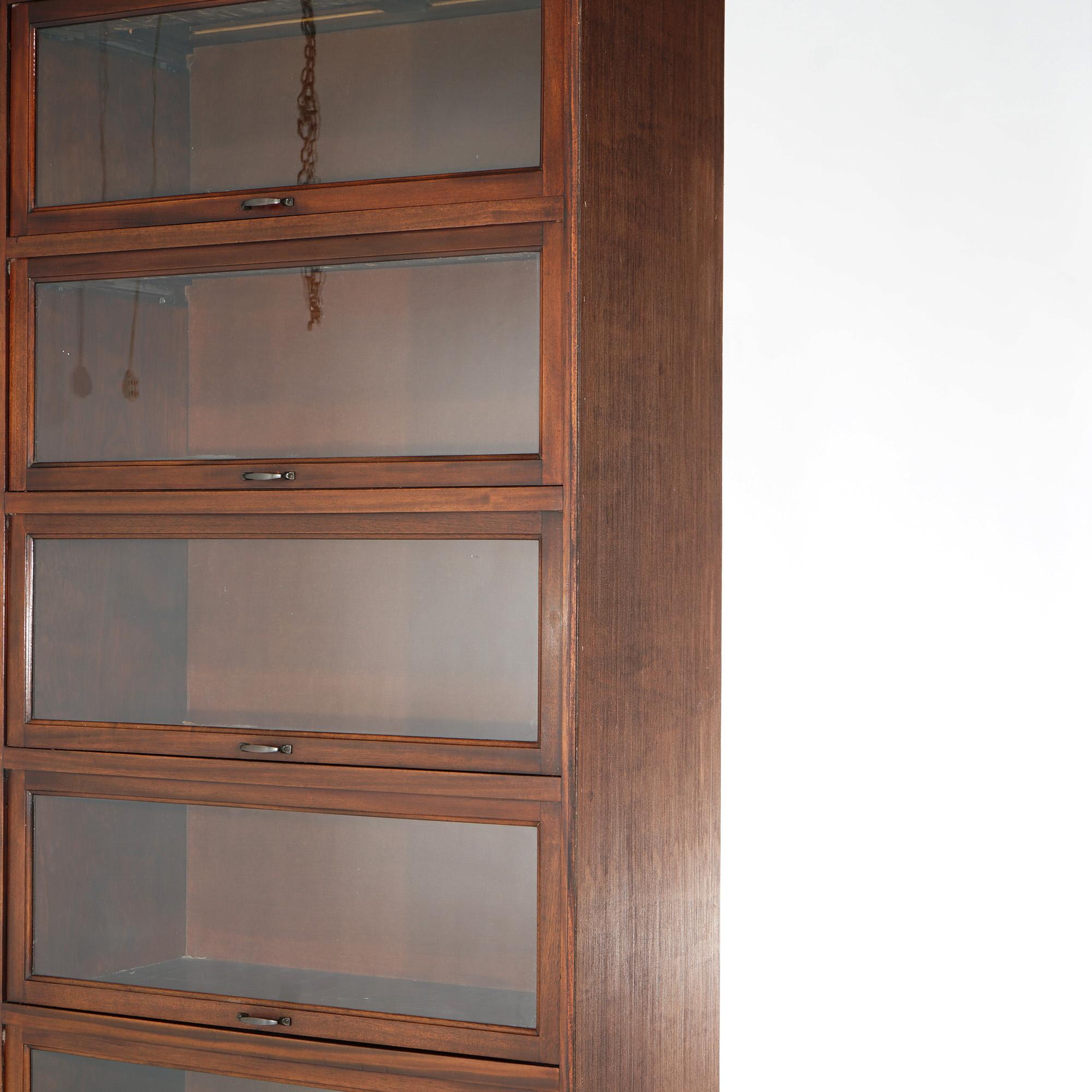 Arts & Crafts Barrister Style Mahogany Bookcase with Six Sections 20th C In Good Condition In Big Flats, NY