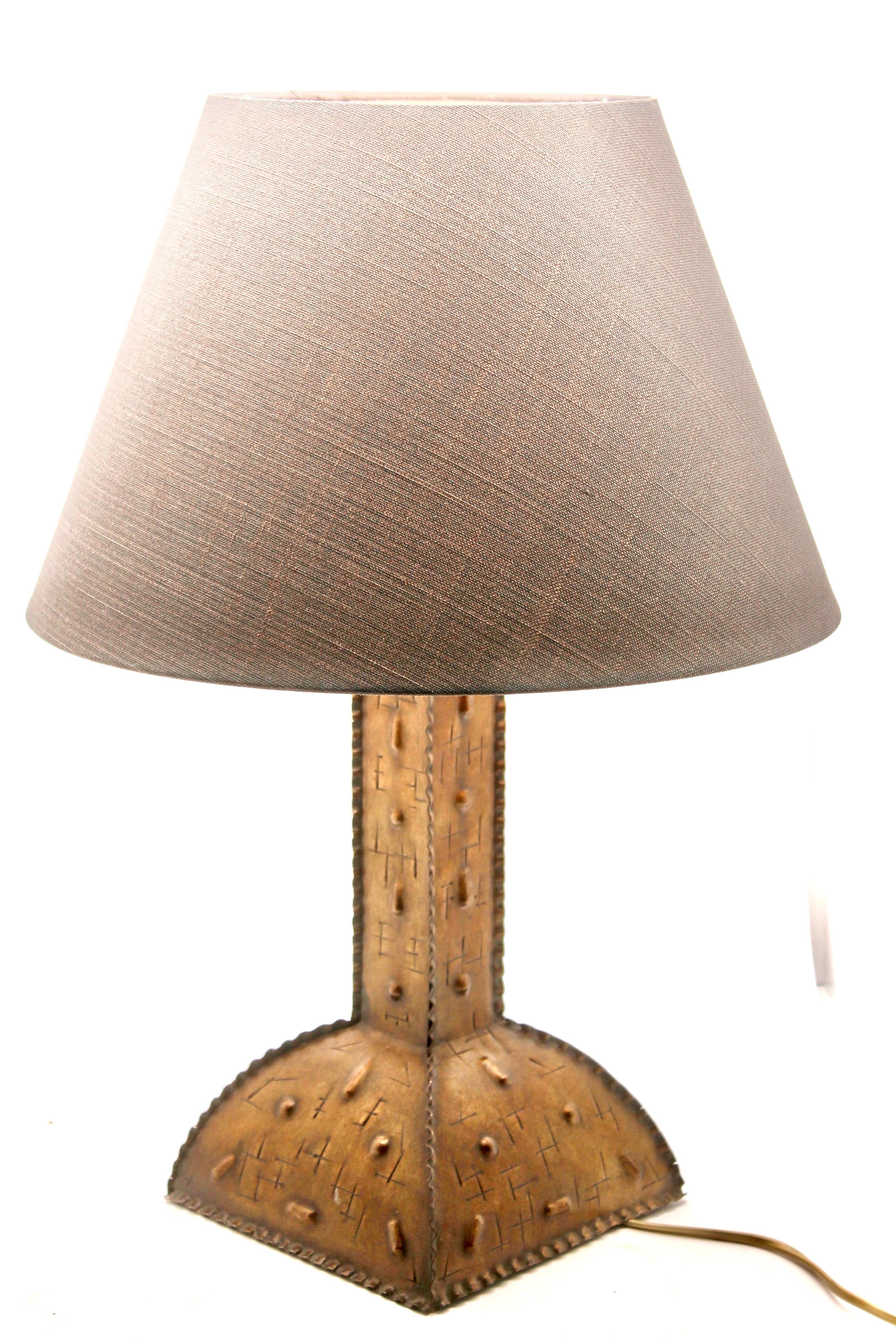 Arts and Crafts Arts & Crafts, Beaten Copper Table Lamp with Original Patina, Handmade