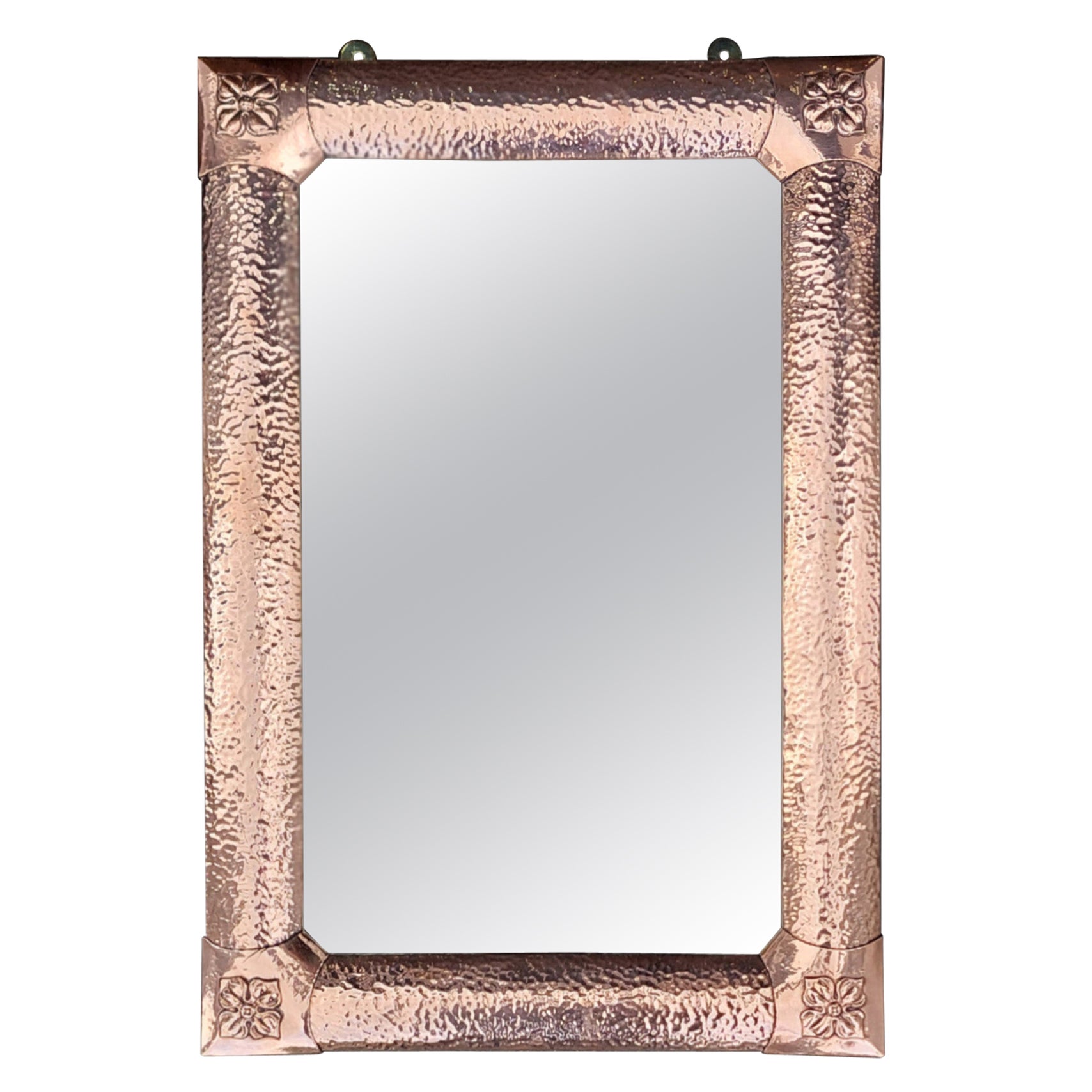 Arts & Crafts Beaten Copper Wall Mirror For Sale