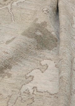 Arts & Crafts Beige and Taupe Oushak-Style Hand-Knotted Wool Rug 9'x12'8''