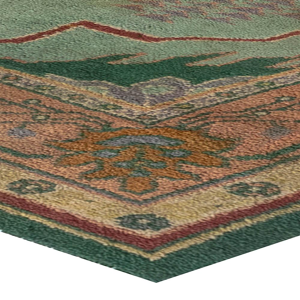 20th Century Arts & Crafts Beige, Green, Purple and Red Handmade Wool Rug by Gavin Morton