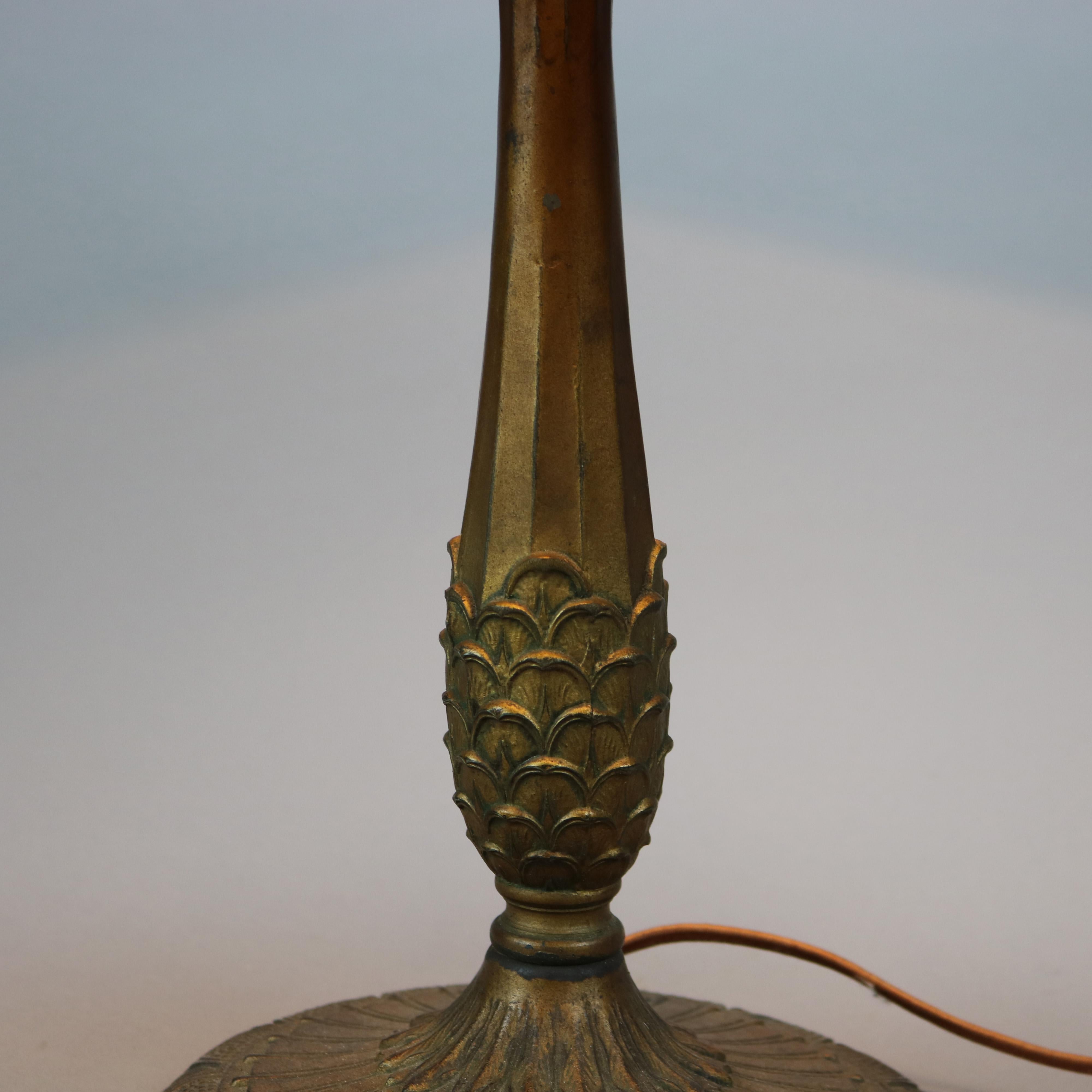 Arts & Crafts Bigelow & Kennard Slag Glass Table Lamp, c1920 1