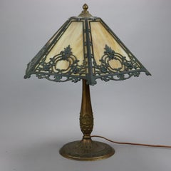Arts & Crafts Bigelow & Kennard Slag Glass Table Lamp, c1920