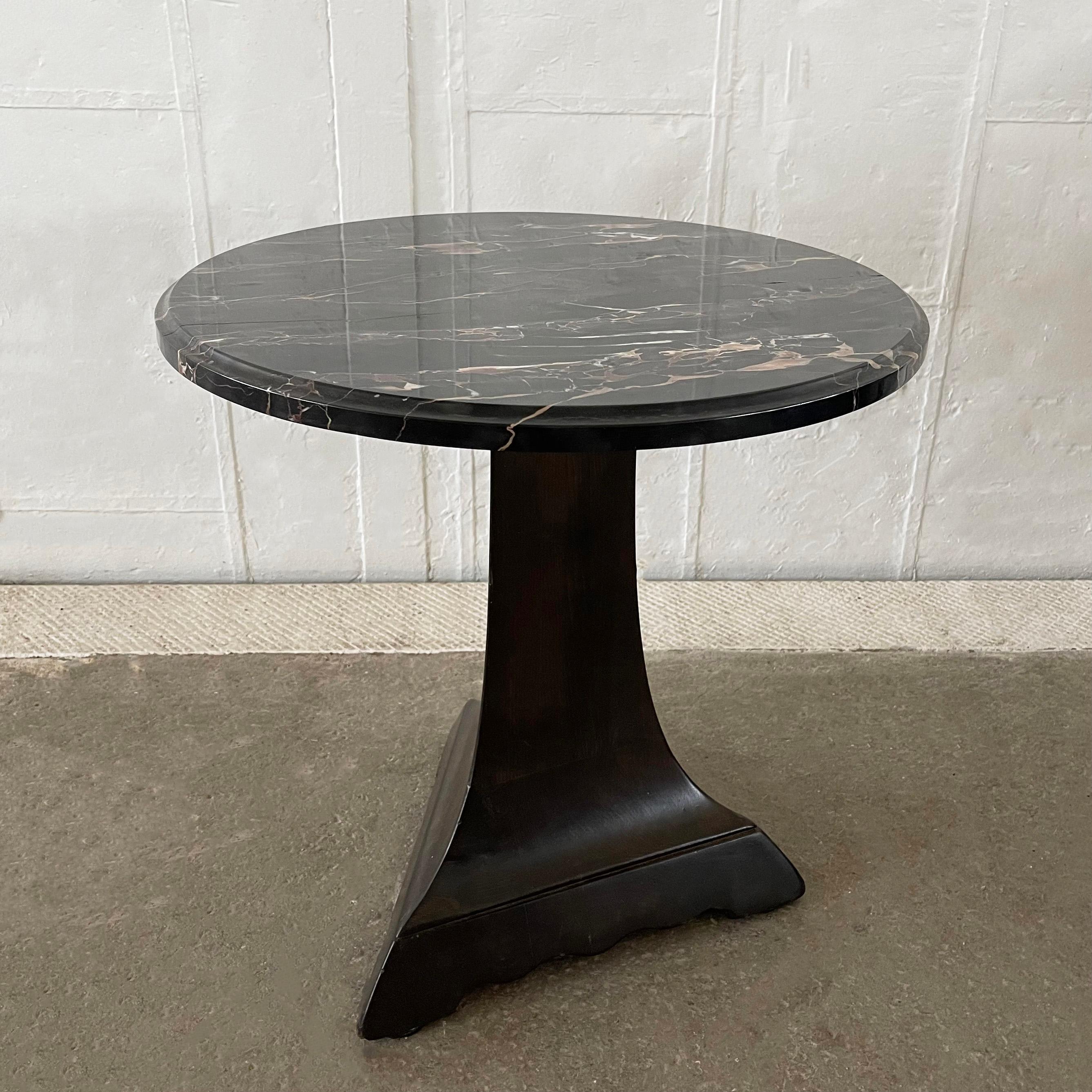 Arts and Crafts Arts & Crafts Black Marble Pedestal Side Table For Sale