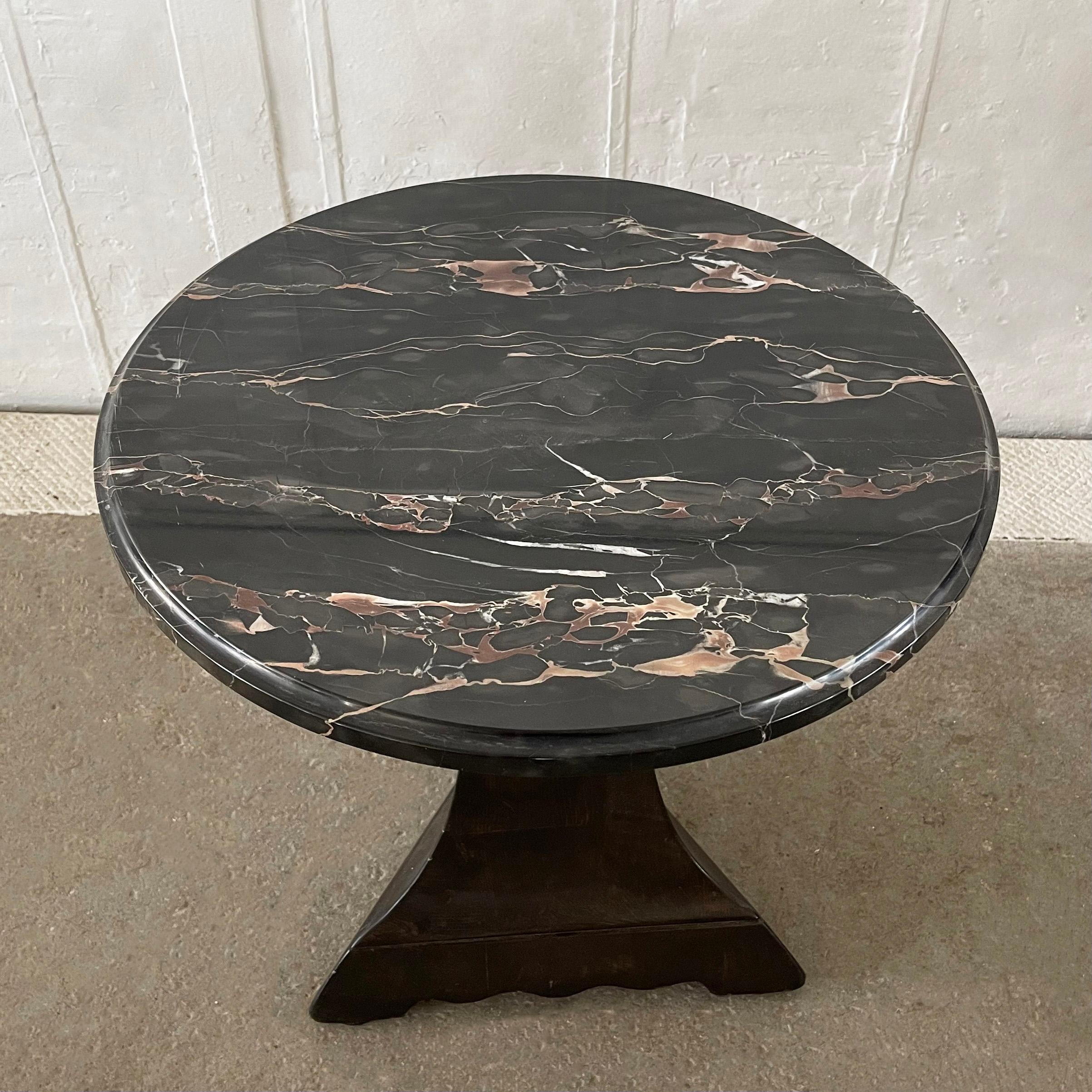 American Arts & Crafts Black Marble Pedestal Side Table For Sale