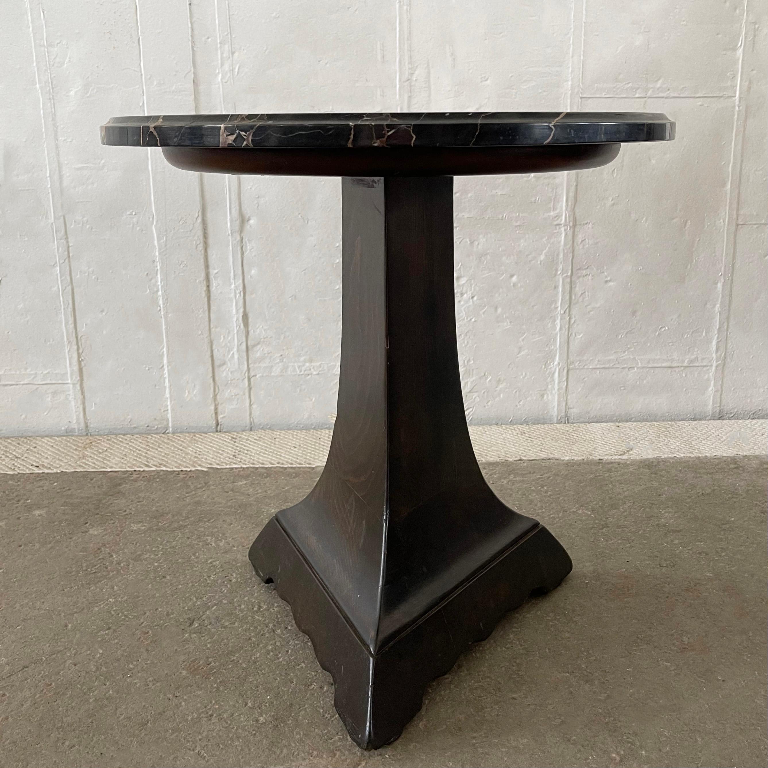 Arts & Crafts Black Marble Pedestal Side Table For Sale 1