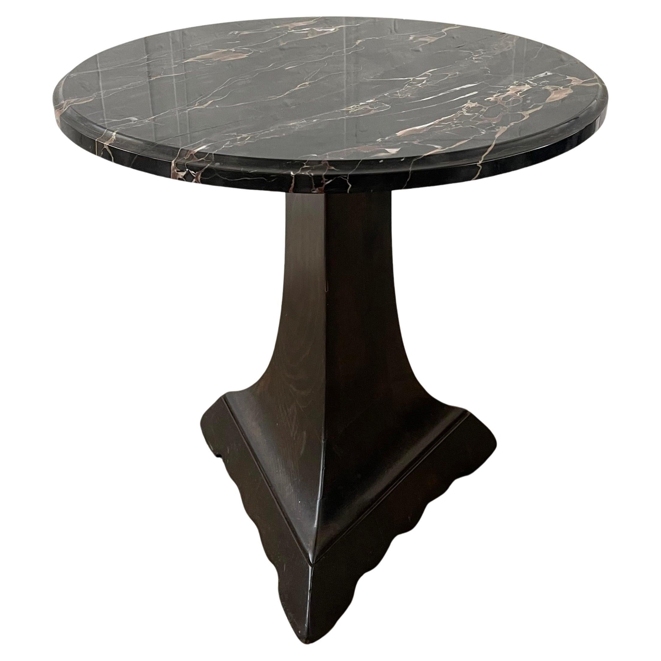Arts & Crafts Black Marble Pedestal Side Table For Sale
