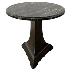 Arts & Crafts Black Marble Pedestal Side Table