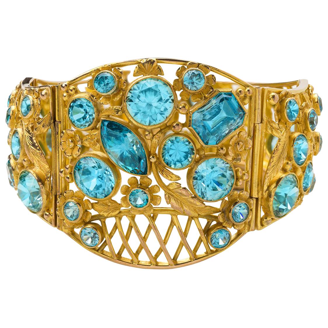 Arts & Crafts Blue Zircon Bracelet