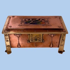 Arts & Crafts Box Enamel Copper Brass circa 1900