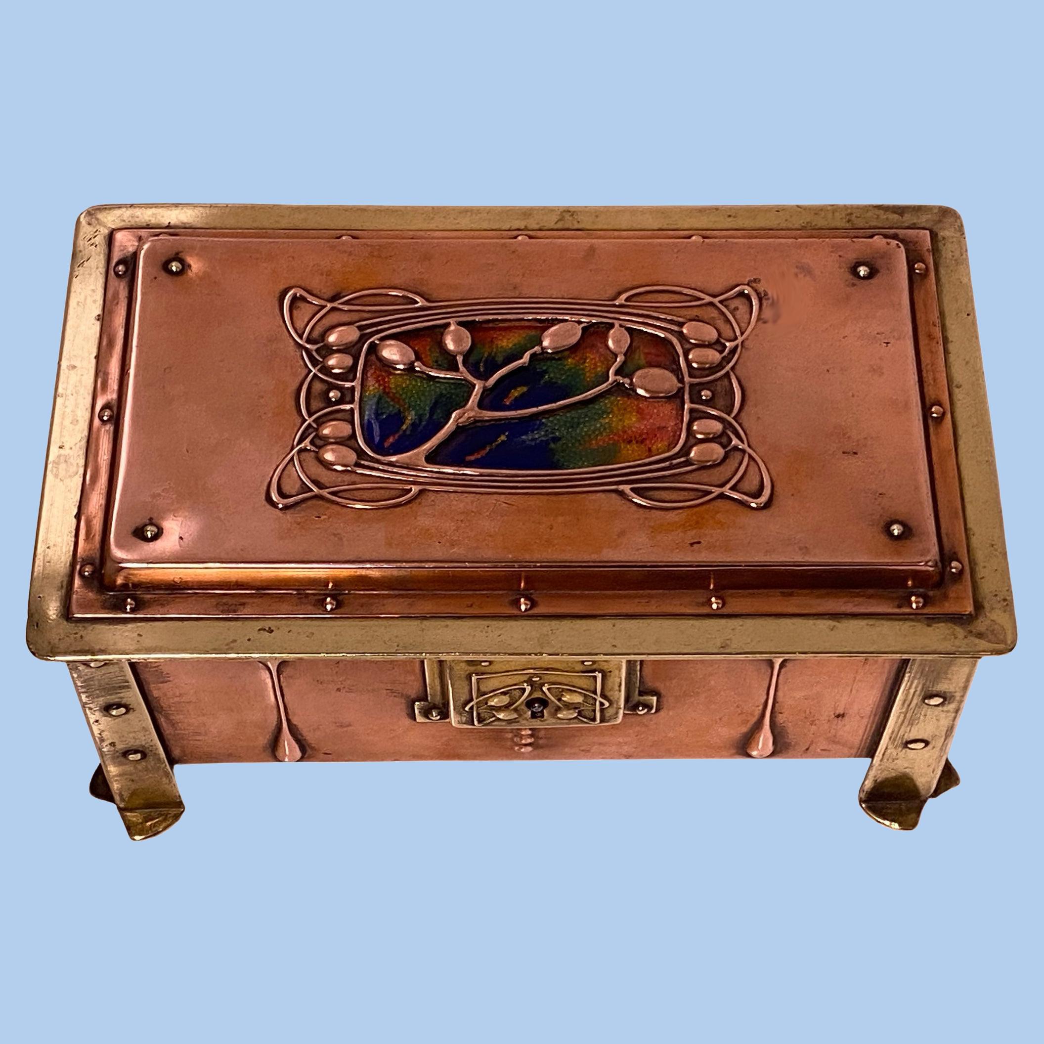 Arts and Crafts Arts & Crafts Box Enamel Copper Brass circa 1900