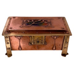 Arts & Crafts Box Enamel Copper Brass circa 1900