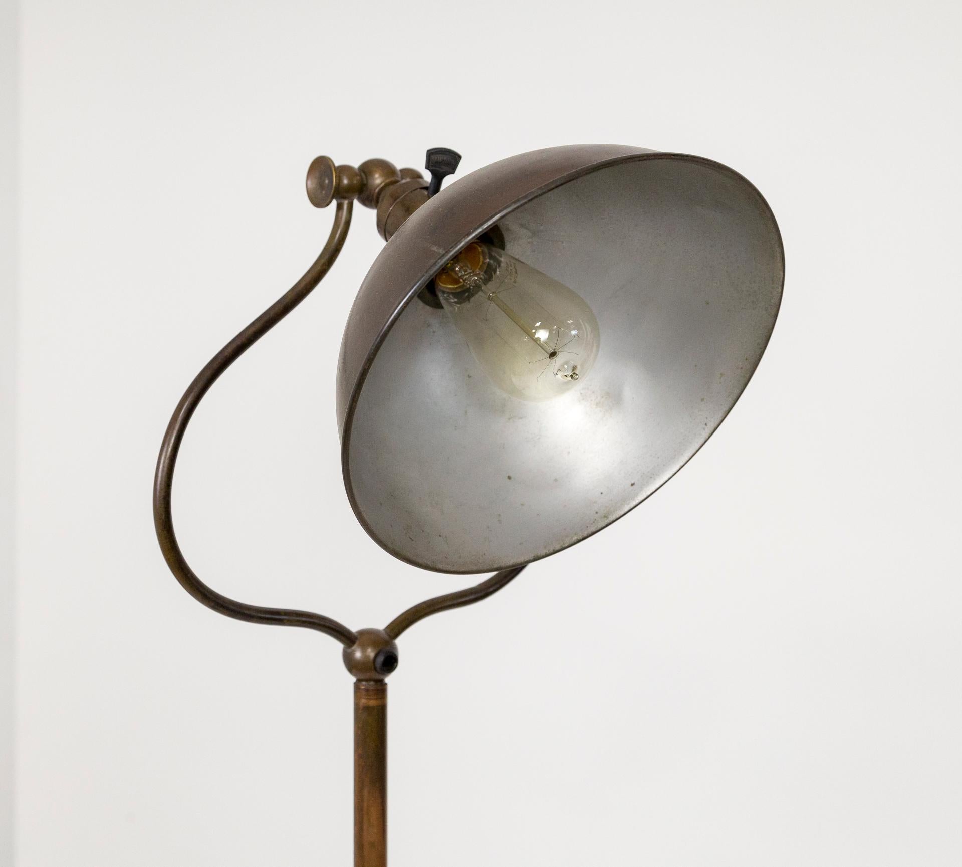 Metal Arts & Crafts Bradley & Hubbard Adjustable Brass Floor Lamp