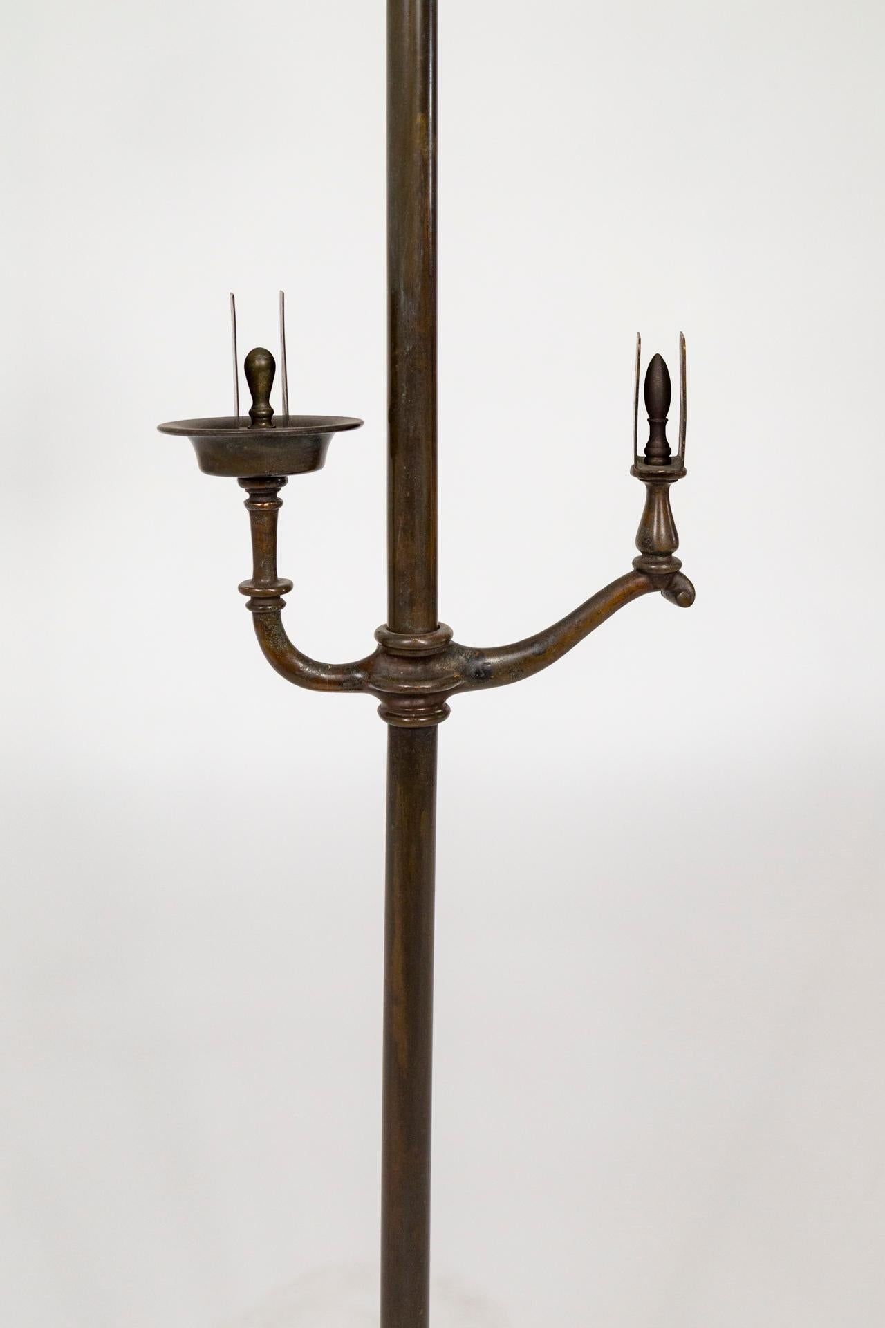 Early 20th Century Arts & Crafts Bradley & Hubbard Adjustable Brass Floor Lamp