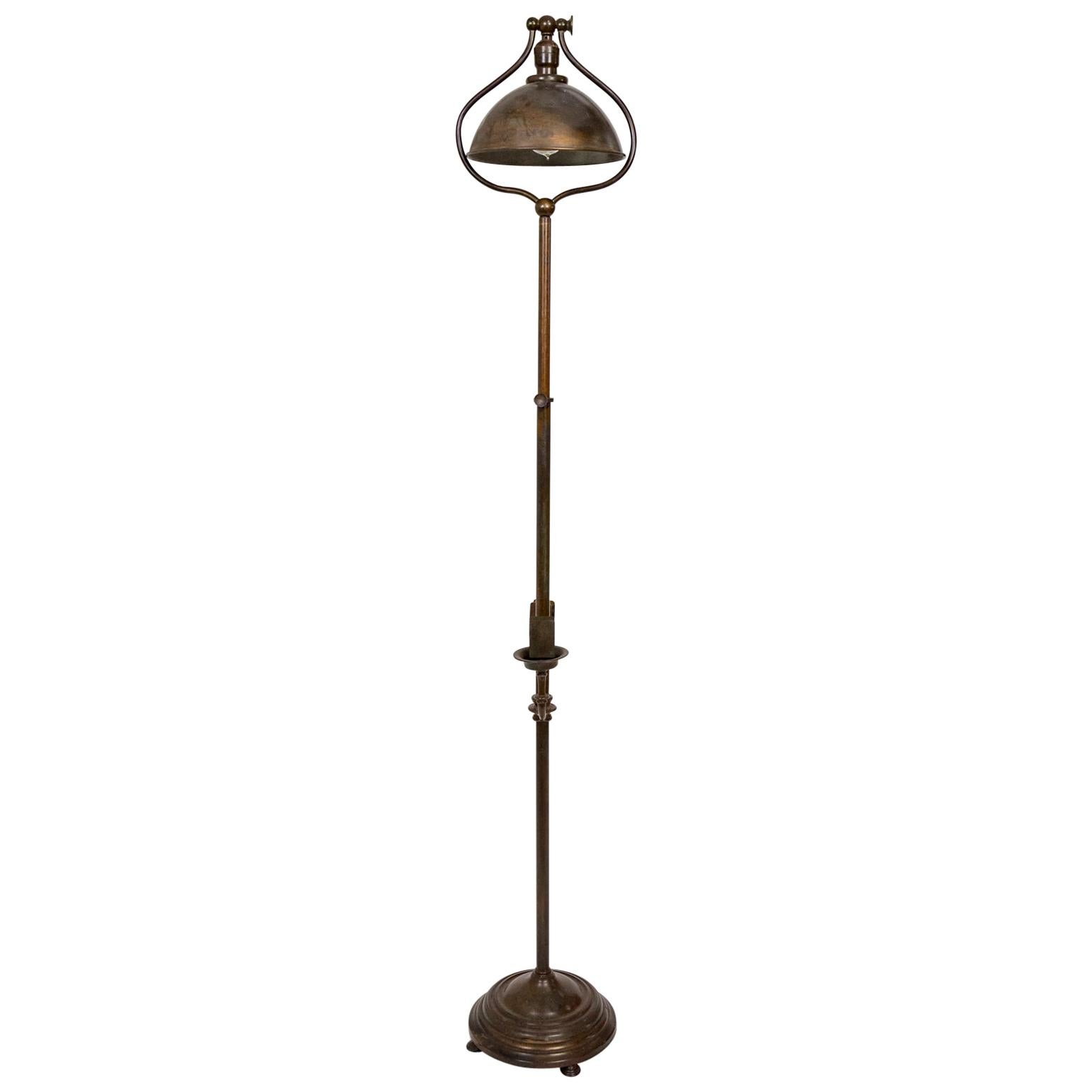 Arts & Crafts Bradley & Hubbard Adjustable Brass Floor Lamp