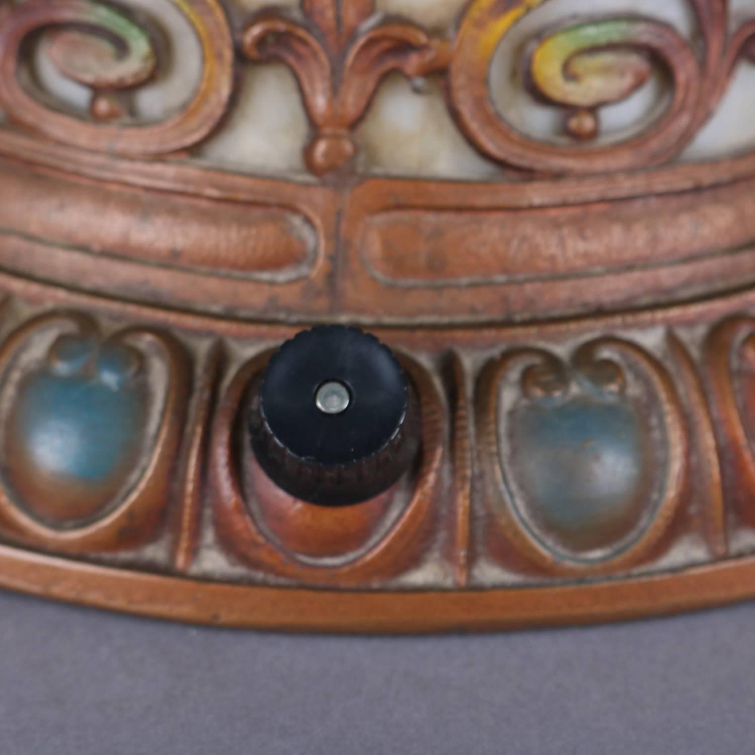 Arts & Crafts Bradley & Hubbard School Polychromed Slag Glass Table Lamp 6