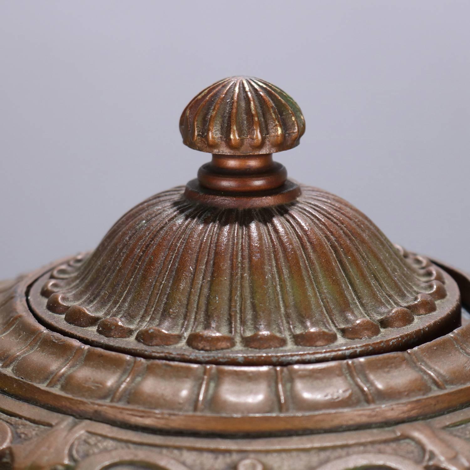 Arts & Crafts Bradley & Hubbard School Polychromed Slag Glass Table Lamp 2