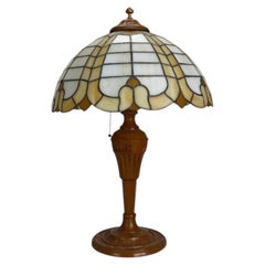 ARts & Crafts Bradley & Hubbard Style Stained Leaded Glass Table Lamp c1920