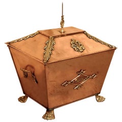 Arts & Crafts Brass and Copper Coal or Log Box