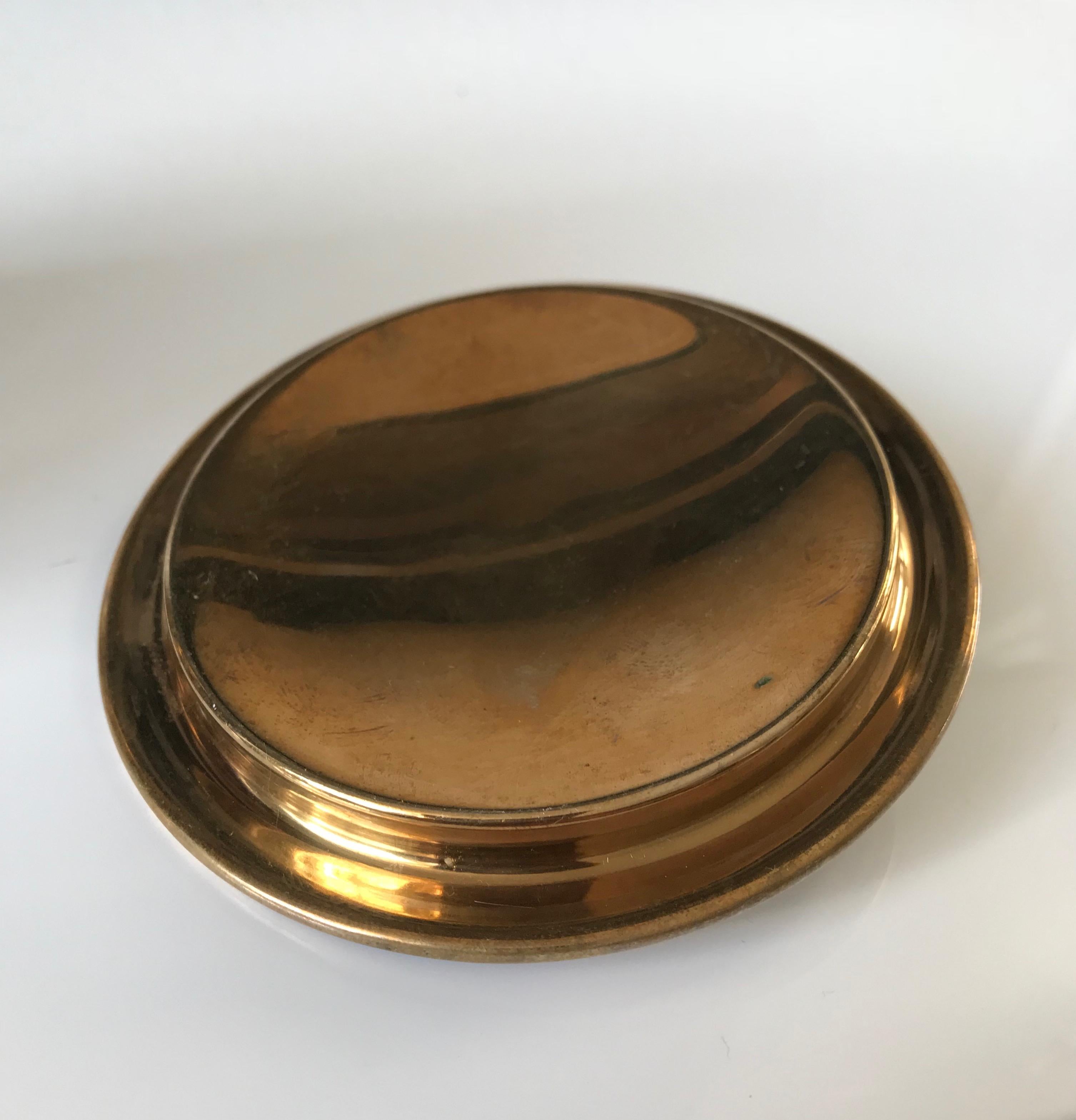 Arts & Crafts Brass and Wood Round Box by Erhard & Sohne, Vienna Secessionist 4