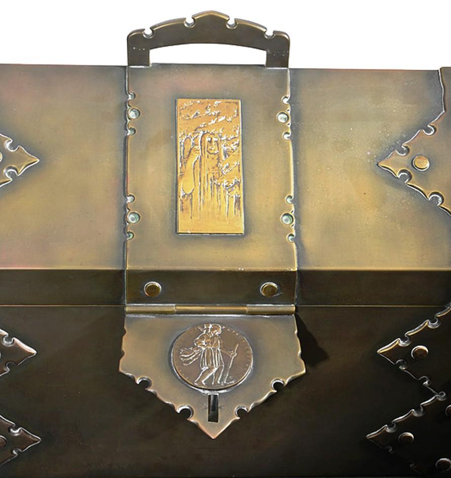 Arts & Crafts Brass Chest For Sale 1