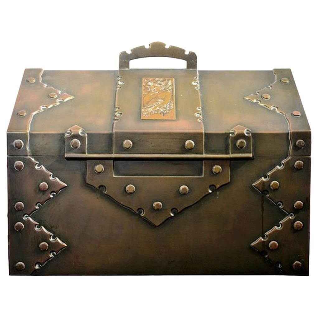 Arts & Crafts Brass Chest For Sale