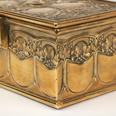 Arts & Crafts Brass Lidded Box Decorated with Tree Designs